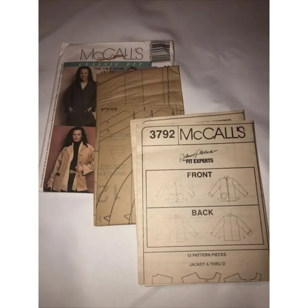 McCall’s 3792 Misses Unlined Jackets Size S,M,L Uncut